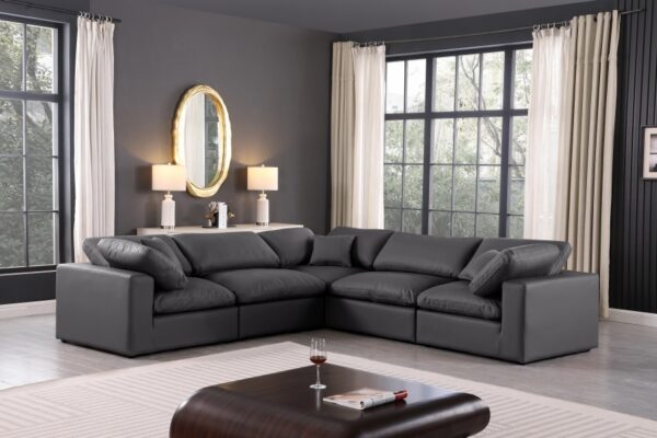 Comfy 119" Vegan Leather Upholstered 5pc. Modular Sectional