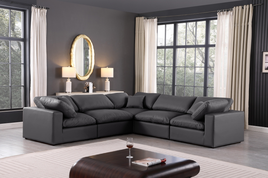 Comfy 119" Vegan Leather Upholstered 5pc. Modular Sectional