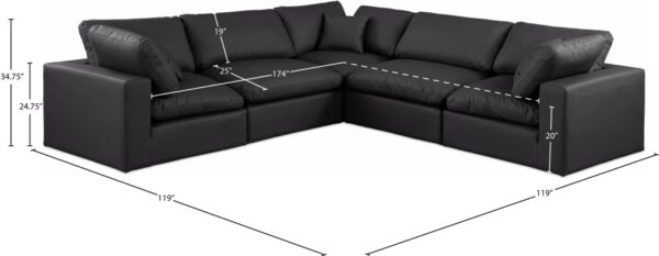 Comfy 119" Vegan Leather Upholstered 5pc. Modular Sectional