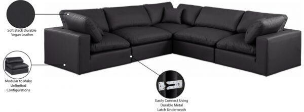 Comfy 119" Vegan Leather Upholstered 5pc. Modular Sectional