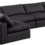 Comfy 158" Vegan Leather Upholstered 5pc. Modular Sectional