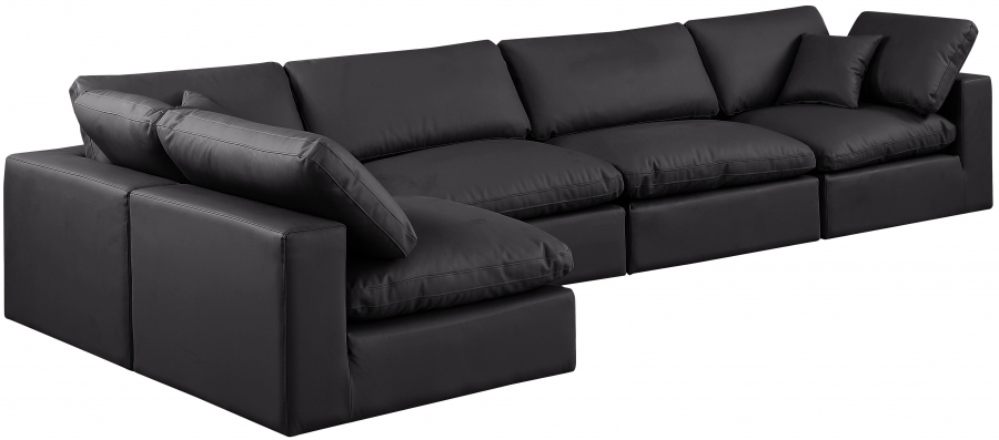 Comfy 158" Vegan Leather Upholstered 5pc. Modular Sectional