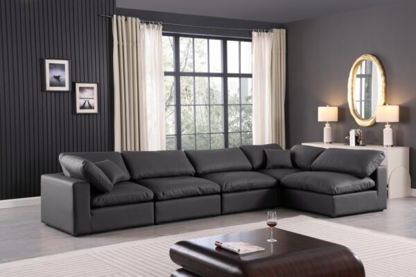 Comfy 158" Vegan Leather Upholstered 5pc. Modular Sectional
