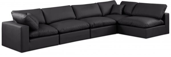 Comfy 158" Vegan Leather Upholstered 5pc. Modular Sectional