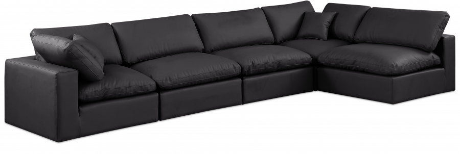 Comfy 158" Vegan Leather Upholstered 5pc. Modular Sectional