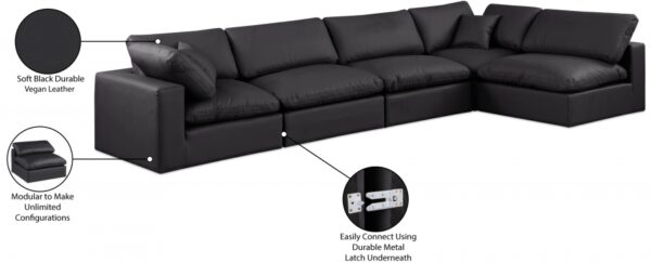 Comfy 158" Vegan Leather Upholstered 5pc. Modular Sectional