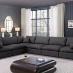 Comfy 158" Vegan Leather Upholstered 6pc. Modular Sectional