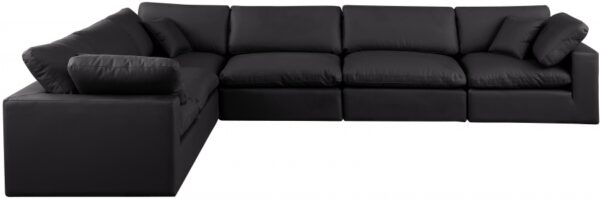 Comfy 158" Vegan Leather Upholstered 6pc. Modular Sectional