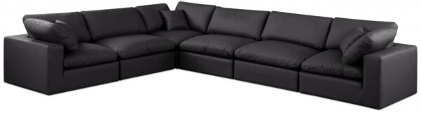 Comfy 158" Vegan Leather Upholstered 6pc. Modular Sectional