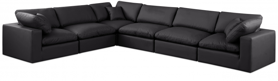 Comfy 158" Vegan Leather Upholstered 6pc. Modular Sectional