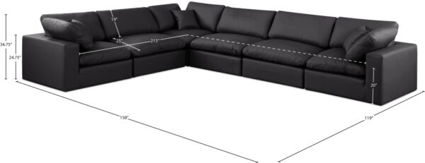 Comfy 158" Vegan Leather Upholstered 6pc. Modular Sectional