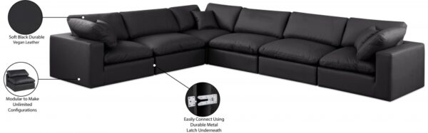 Comfy 158" Vegan Leather Upholstered 6pc. Modular Sectional