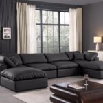 Comfy 158" Vegan Leather Upholstered 6pc. Modular Sectional