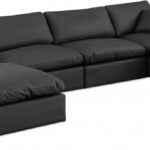 Comfy 158" Vegan Leather Upholstered 6pc. Modular Sectional