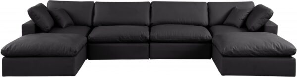 Comfy 158" Vegan Leather Upholstered 6pc. Modular Sectional
