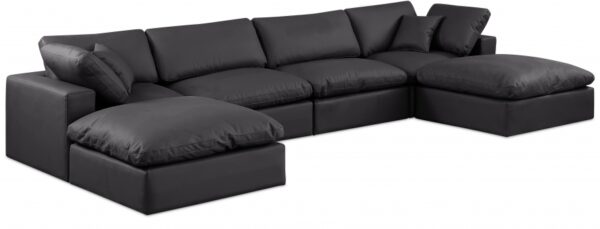 Comfy 158" Vegan Leather Upholstered 6pc. Modular Sectional