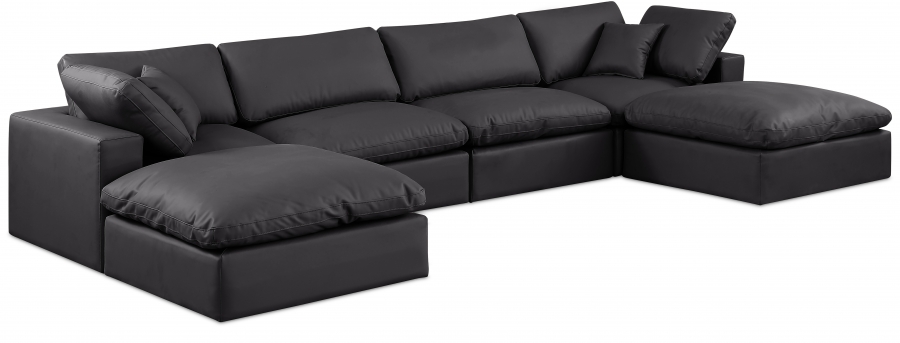 Comfy 158" Vegan Leather Upholstered 6pc. Modular Sectional
