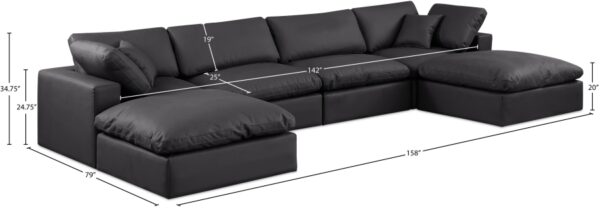 Comfy 158" Vegan Leather Upholstered 6pc. Modular Sectional