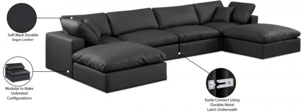 Comfy 158" Vegan Leather Upholstered 6pc. Modular Sectional