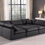 Comfy 119" Vegan Leather Upholstered 6pc. Modular Sectional