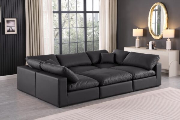 Comfy 119" Vegan Leather Upholstered 6pc. Modular Sectional