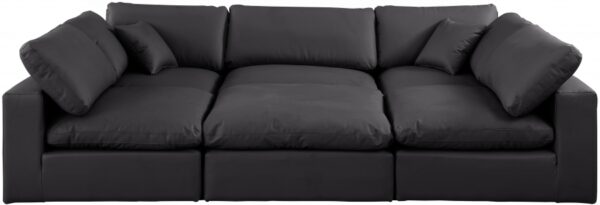 Comfy 119" Vegan Leather Upholstered 6pc. Modular Sectional