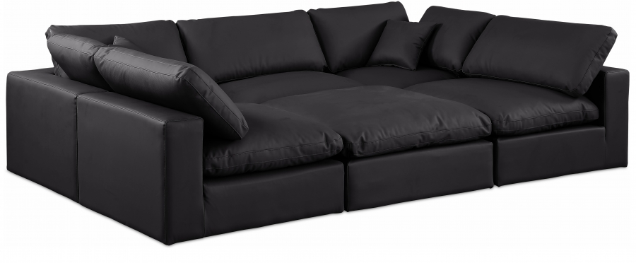 Comfy 119" Vegan Leather Upholstered 6pc. Modular Sectional