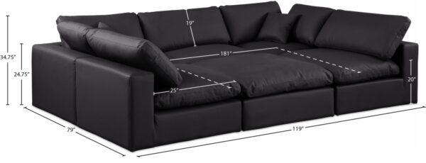 Comfy 119" Vegan Leather Upholstered 6pc. Modular Sectional