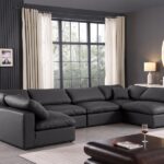 Comfy 158" Vegan Leather Upholstered 6pc. Modular Sectional