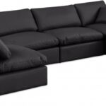 Comfy 158" Vegan Leather Upholstered 6pc. Modular Sectional