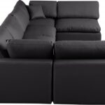 Comfy 158" Vegan Leather Upholstered 6pc. Modular Sectional