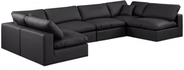 Comfy 158" Vegan Leather Upholstered 6pc. Modular Sectional