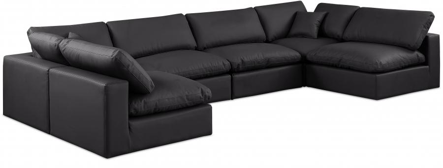 Comfy 158" Vegan Leather Upholstered 6pc. Modular Sectional