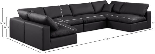 Comfy 158" Vegan Leather Upholstered 6pc. Modular Sectional