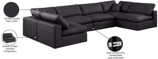 Comfy 158" Vegan Leather Upholstered 6pc. Modular Sectional