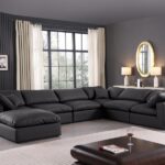 Comfy 158" Vegan Leather Upholstered 7pc. Modular Sectional