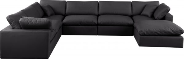 Comfy 158" Vegan Leather Upholstered 7pc. Modular Sectional