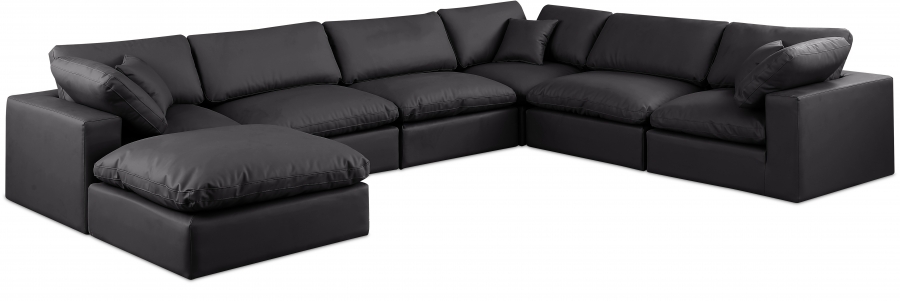 Comfy 158" Vegan Leather Upholstered 7pc. Modular Sectional