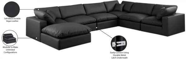 Comfy 158" Vegan Leather Upholstered 7pc. Modular Sectional