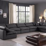 Comfy 197" Vegan Leather Upholstered 7pc. Modular Sectional