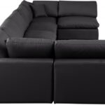 Comfy 197" Vegan Leather Upholstered 7pc. Modular Sectional