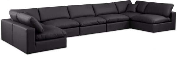 Comfy 197" Vegan Leather Upholstered 7pc. Modular Sectional