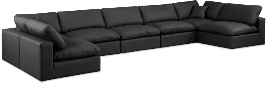 Comfy 197" Vegan Leather Upholstered 7pc. Modular Sectional