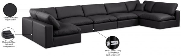 Comfy 197" Vegan Leather Upholstered 7pc. Modular Sectional