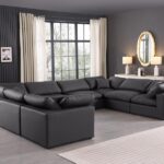 Comfy 158" Vegan Leather Upholstered 8pc. Modular Sectional