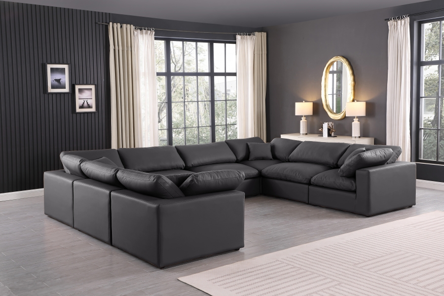 Comfy 158" Vegan Leather Upholstered 8pc. Modular Sectional
