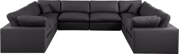 Comfy 158" Vegan Leather Upholstered 8pc. Modular Sectional