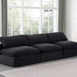 Comfy 117" Velvet Upholstered 3pc. Armless Modular Sofa