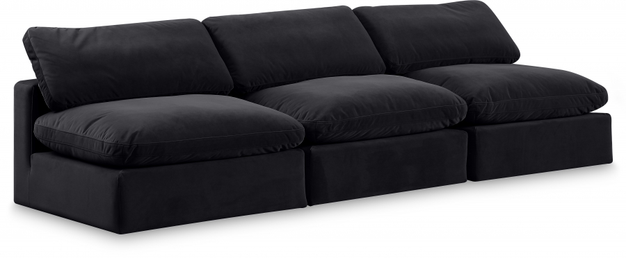 Comfy 117" Velvet Upholstered 3pc. Armless Modular Sofa
