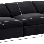 Comfy 117" Velvet Upholstered 3pc. Armless Modular Sofa
